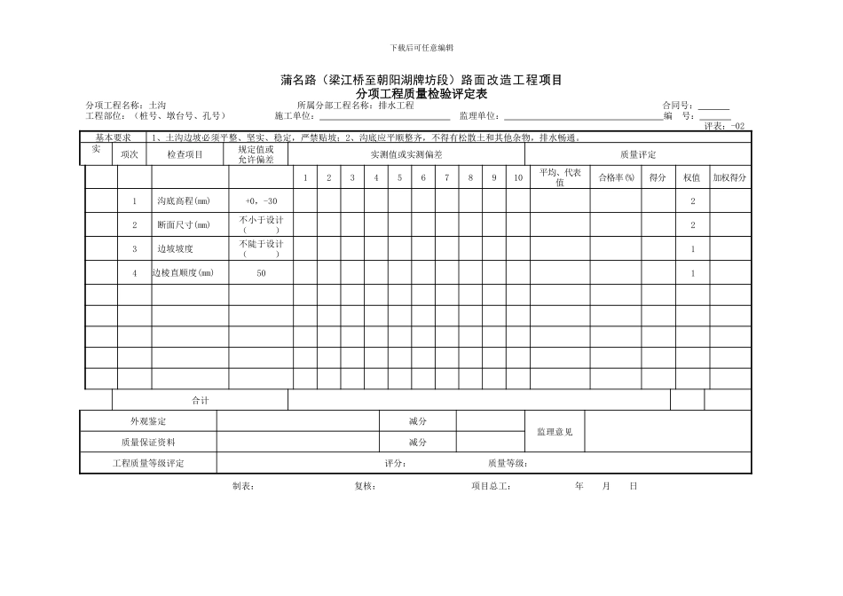 E-公路工程分项工程质量检验评定表格_第2页