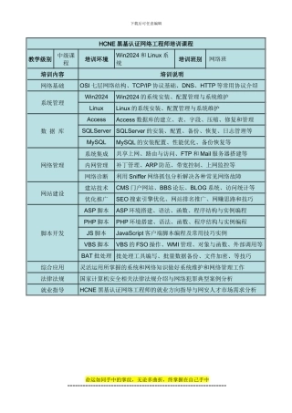 HCNE黑基认证网络工程师培训课程