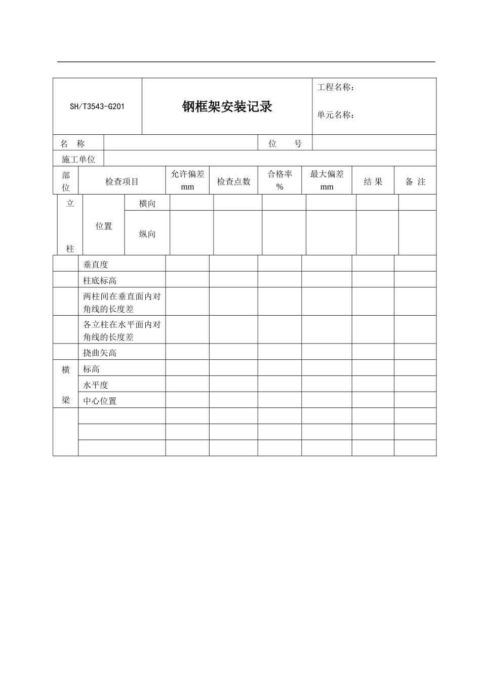 SH3543-2024石油化工建设工程项目施工过程技术文件规定附录B-土建工程施工过程用表_第2页