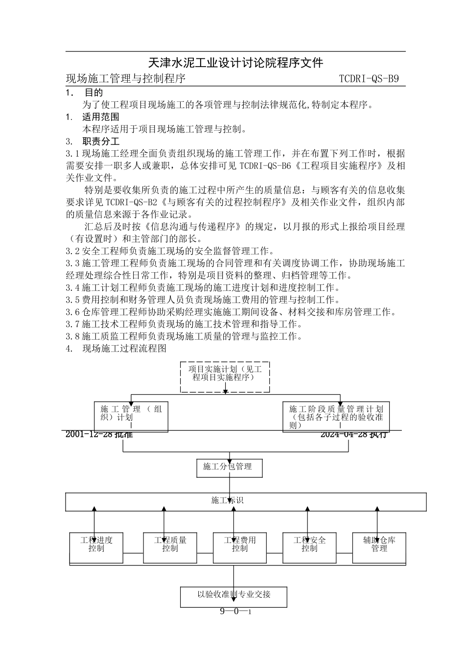 TCDRI-QS-B9《现场施工管理与控制程序》_第1页