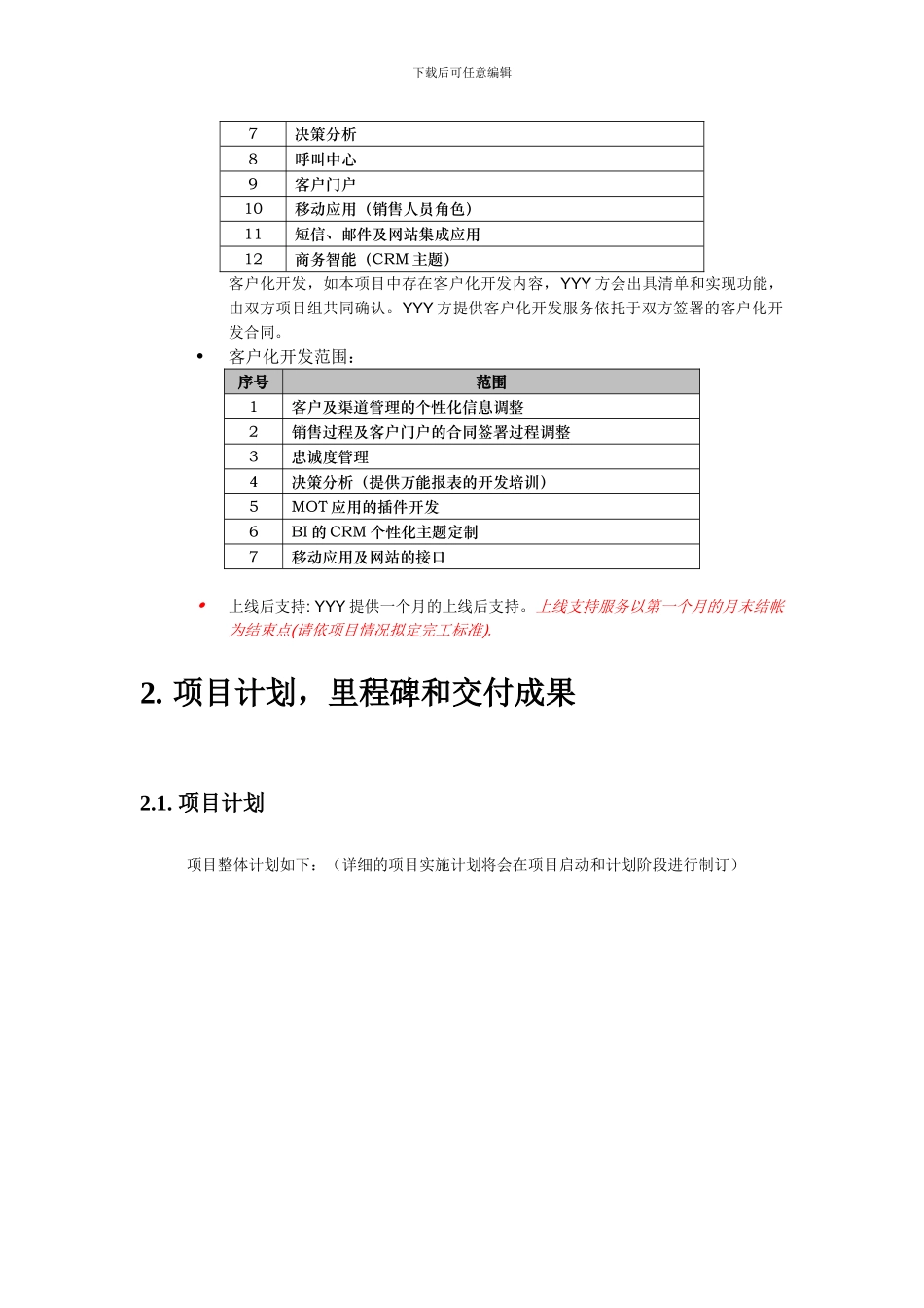 XXX公司CRM项目实施工作说明书_第3页