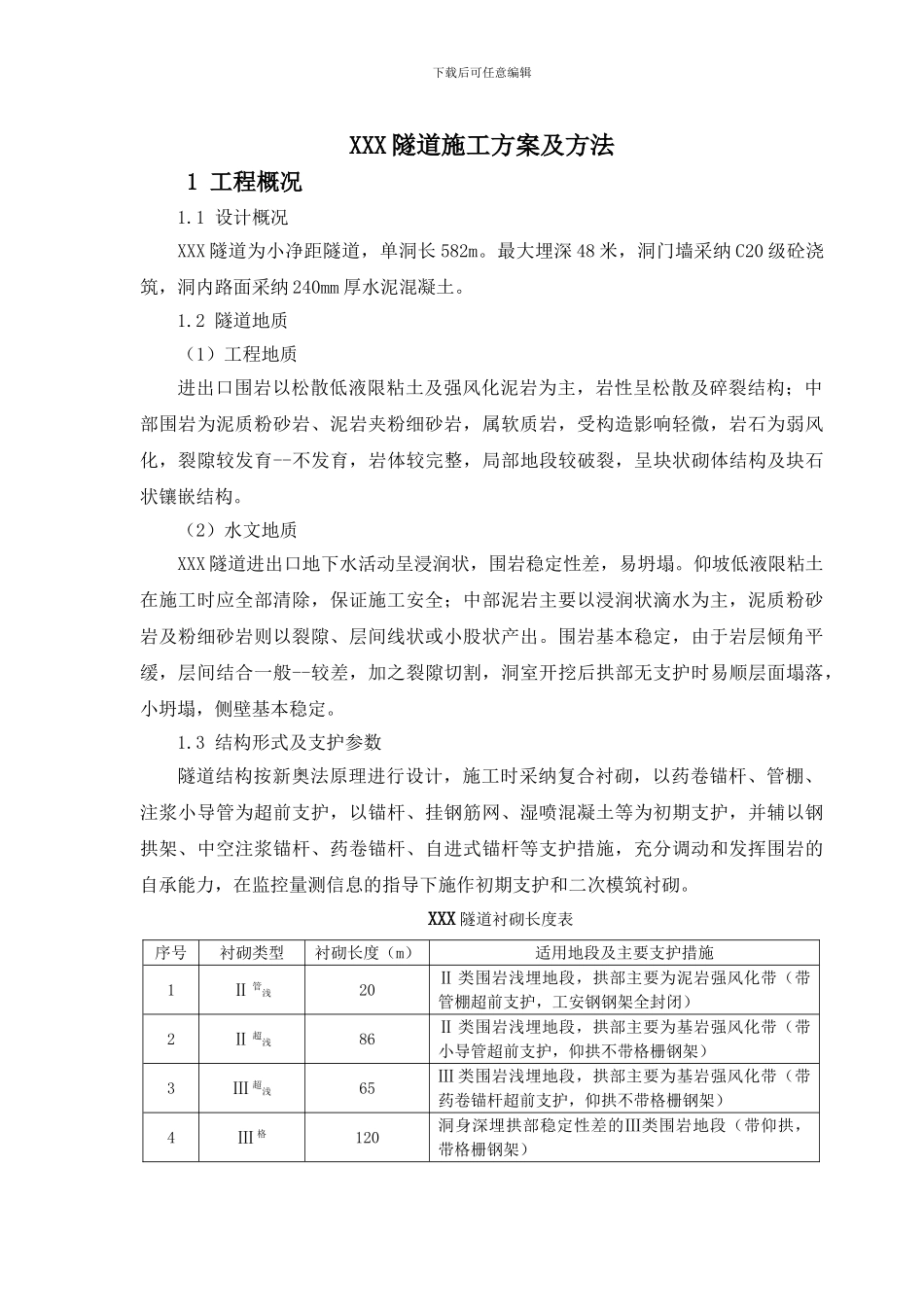 XXX隧道施工方案_第1页