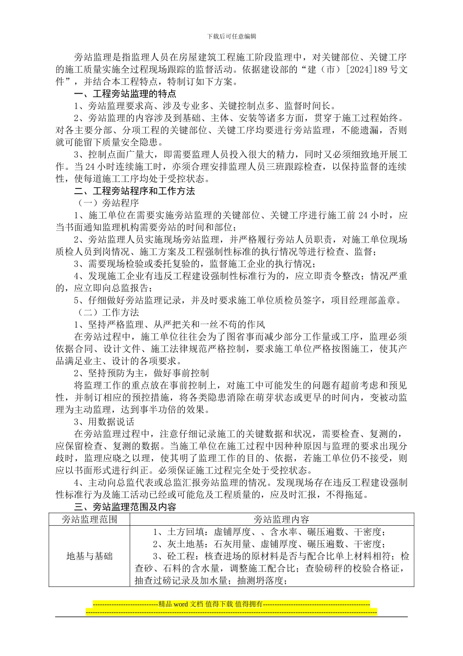 XX工程旁站监理方案_第1页