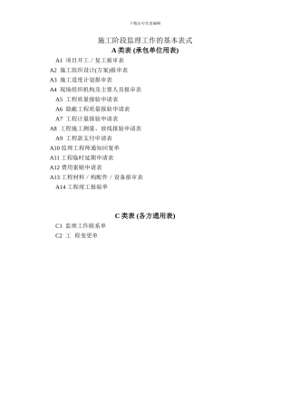 《国家投资土地开发整理工程规范》施工阶段监理工作的基本表式12