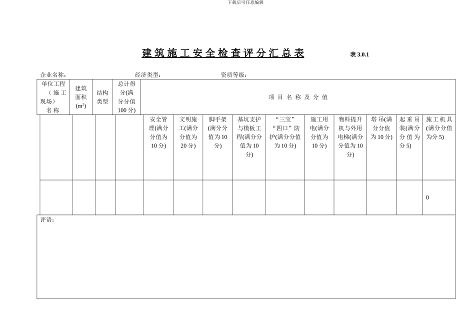 《建筑施工安全检查标准》表格_第1页