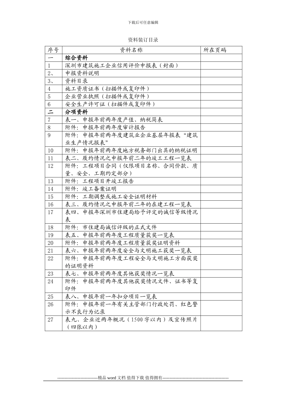 《深圳市建筑施工企业信用评价申报表》_第3页