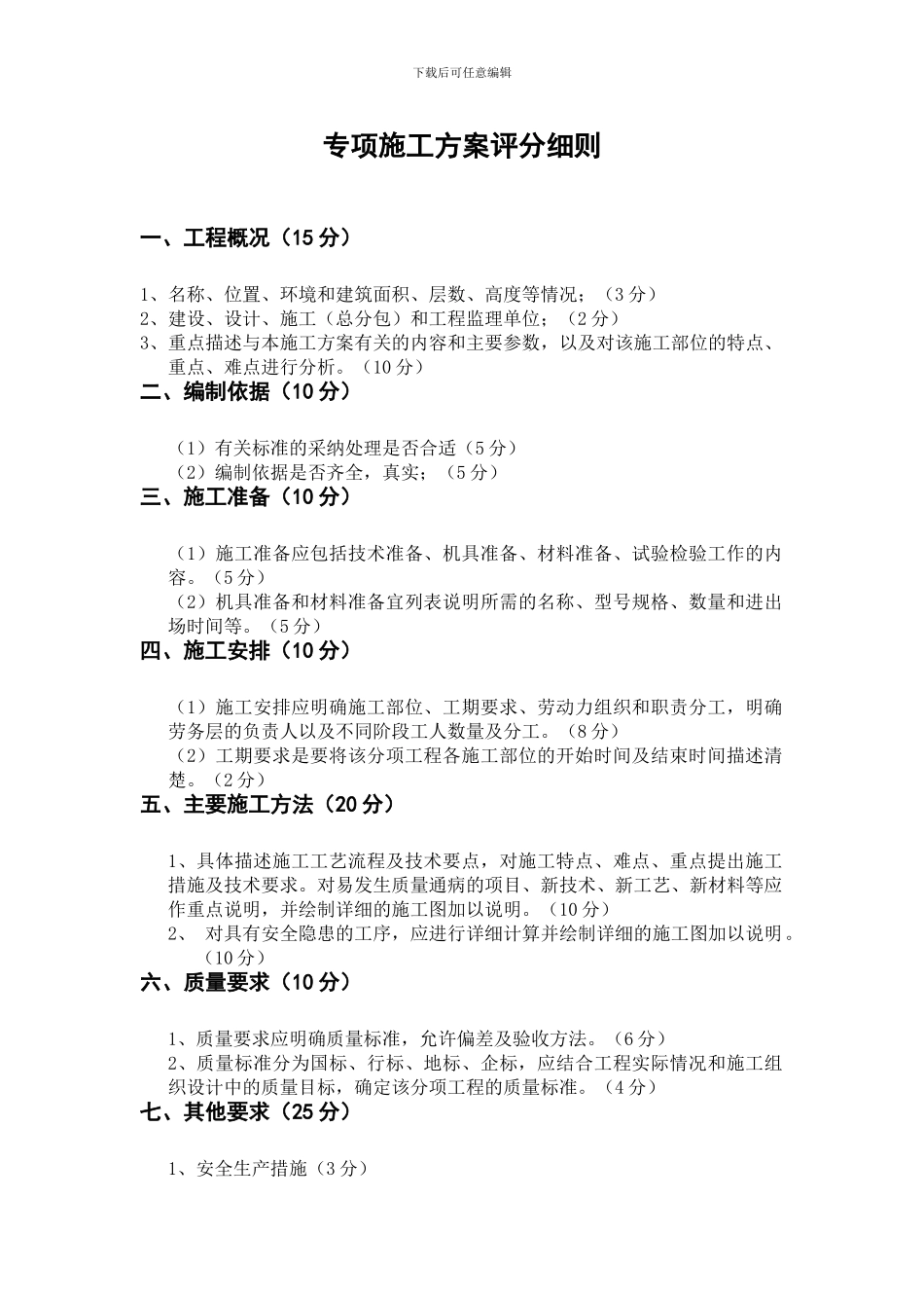 专项施工方案评分细则_第1页