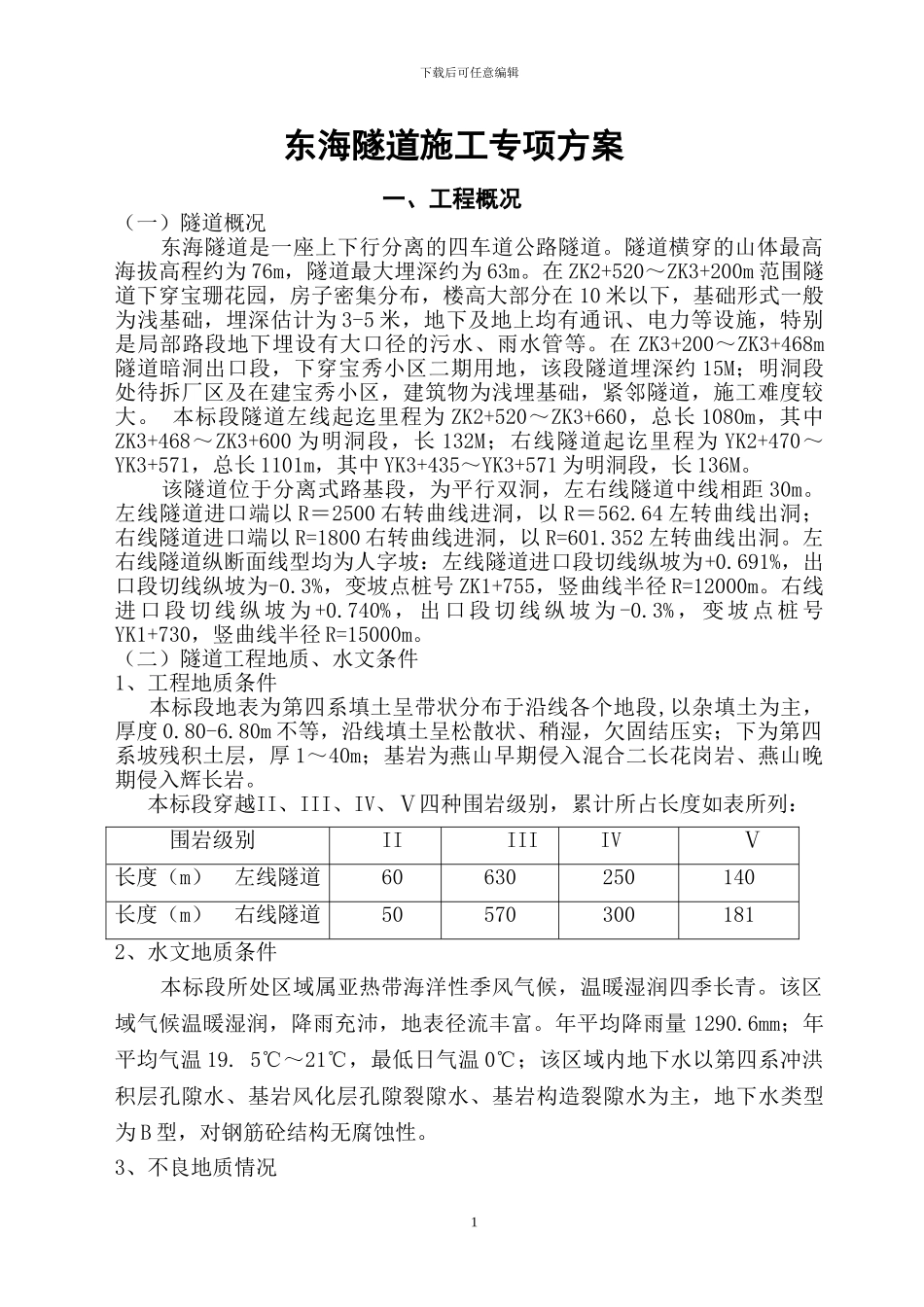 东海隧道专项施工方案_第1页