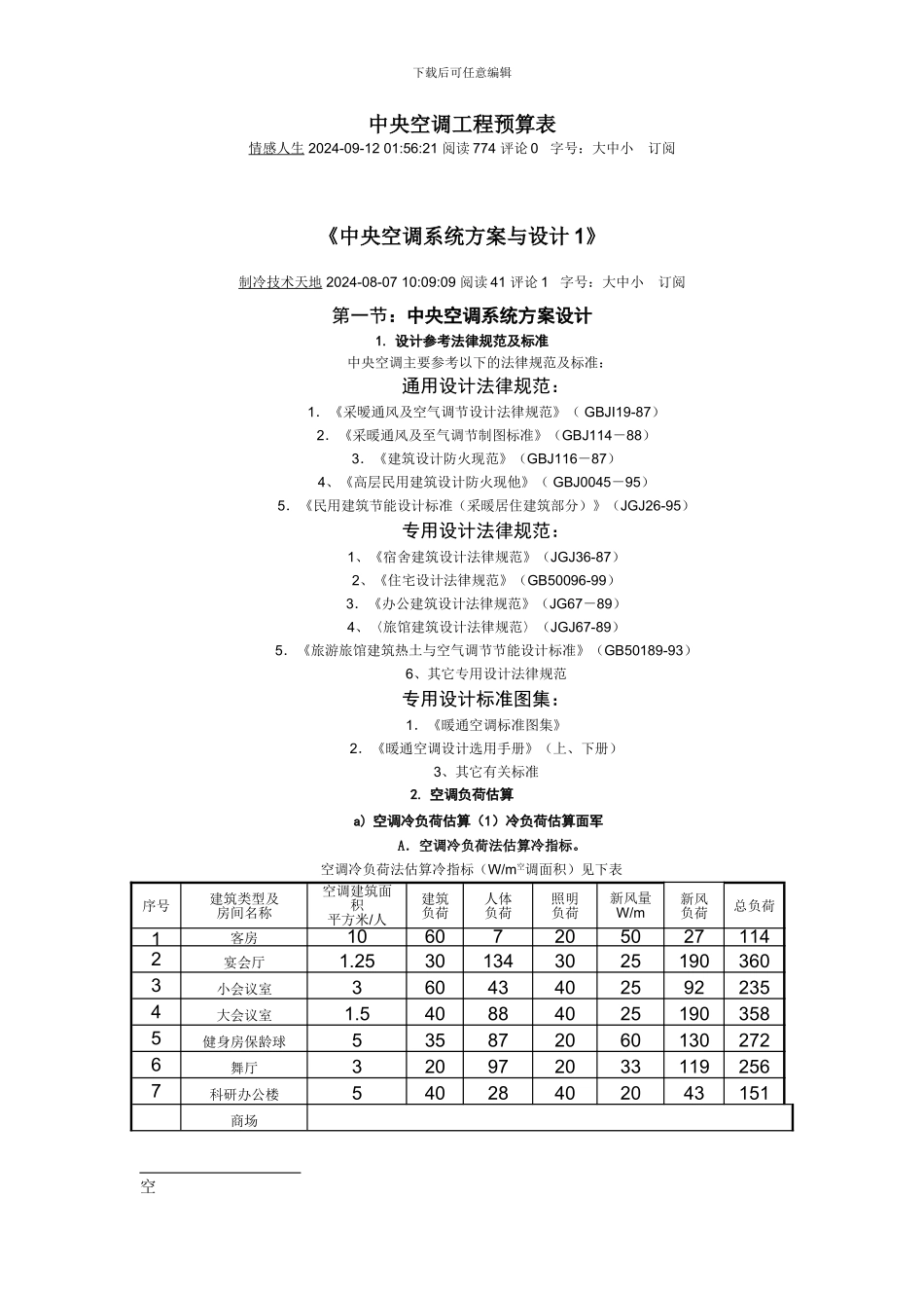 中央空调工程预算表_第1页