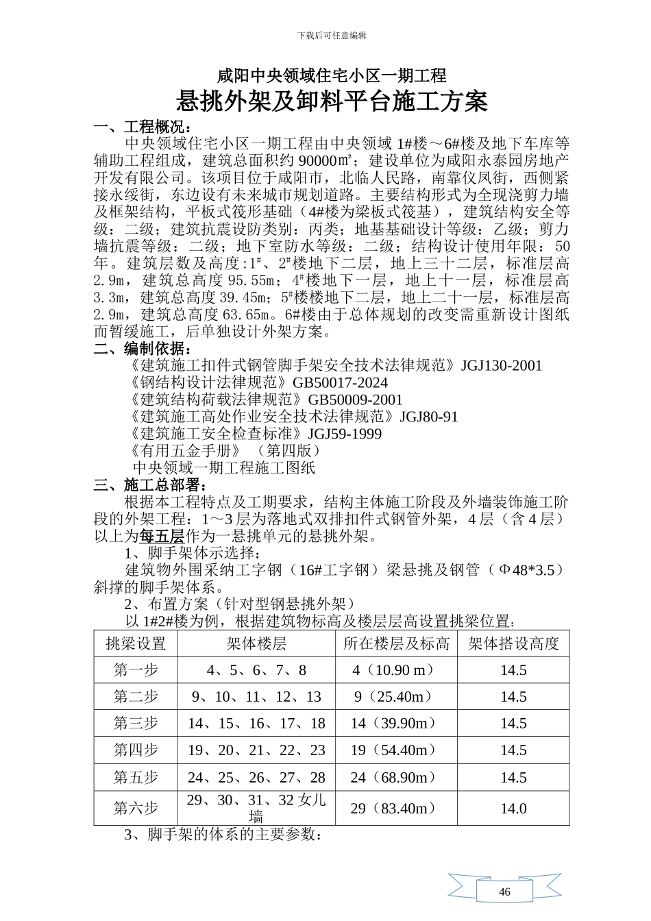 中央领域外架及卸料平台施工方案_第1页