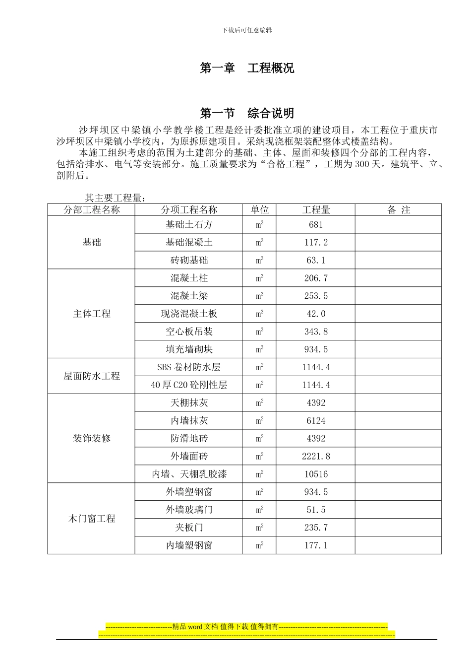中梁小学教学楼新建工程施工组织设计_第1页