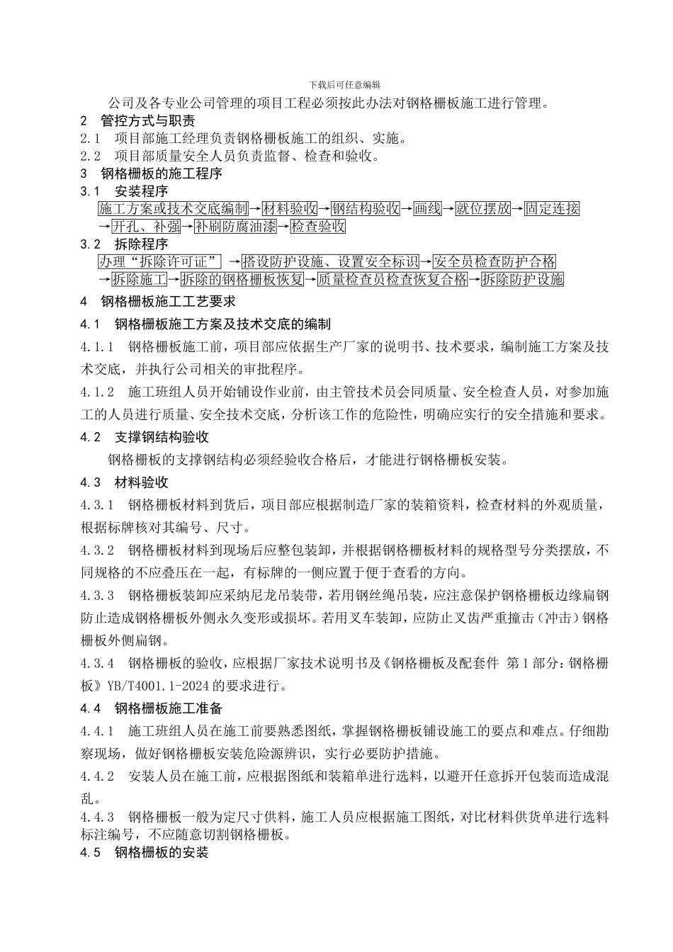 中石化第十建设有限公司钢格栅板施工管理办法_第3页