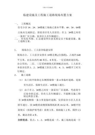 临建设施及工程施工道路现场布置方案