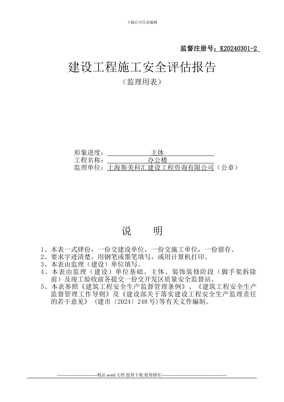 主体-建设工程竣工安全评估报告_第1页