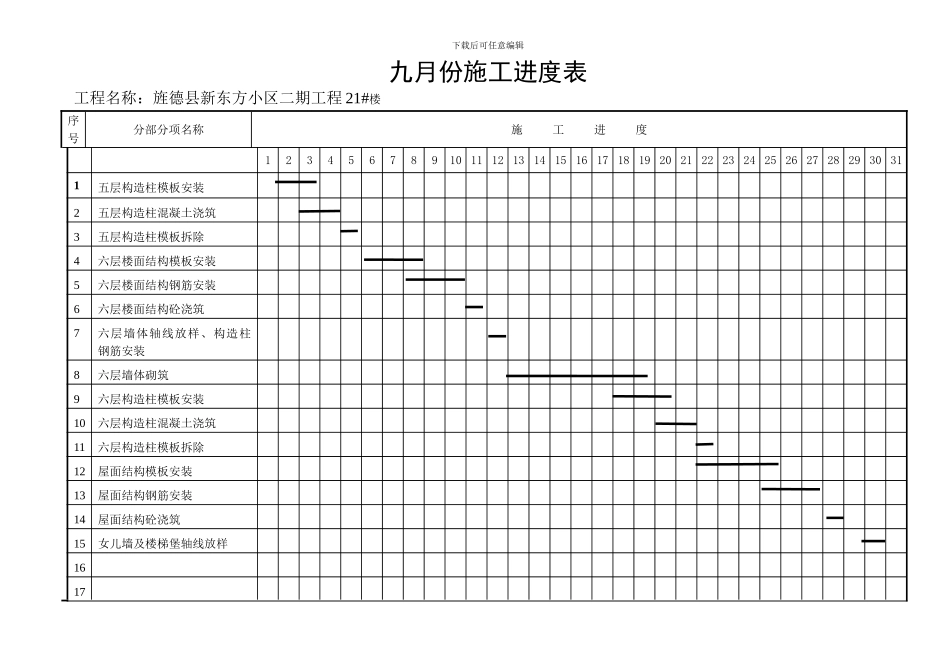 二期9月份施工进度表_第1页