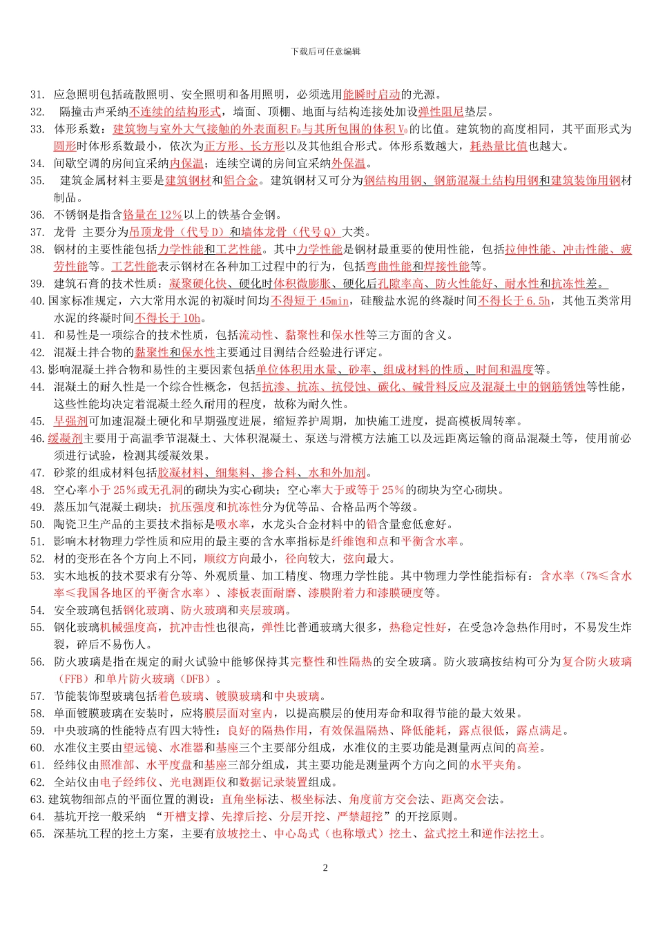 二级建造师考试《建筑工程管理与实务》重点内容精选归纳复习要点_第2页