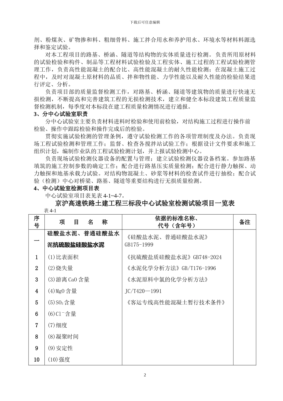 京沪高速铁路土建工程三标段试验室职责划分_第2页