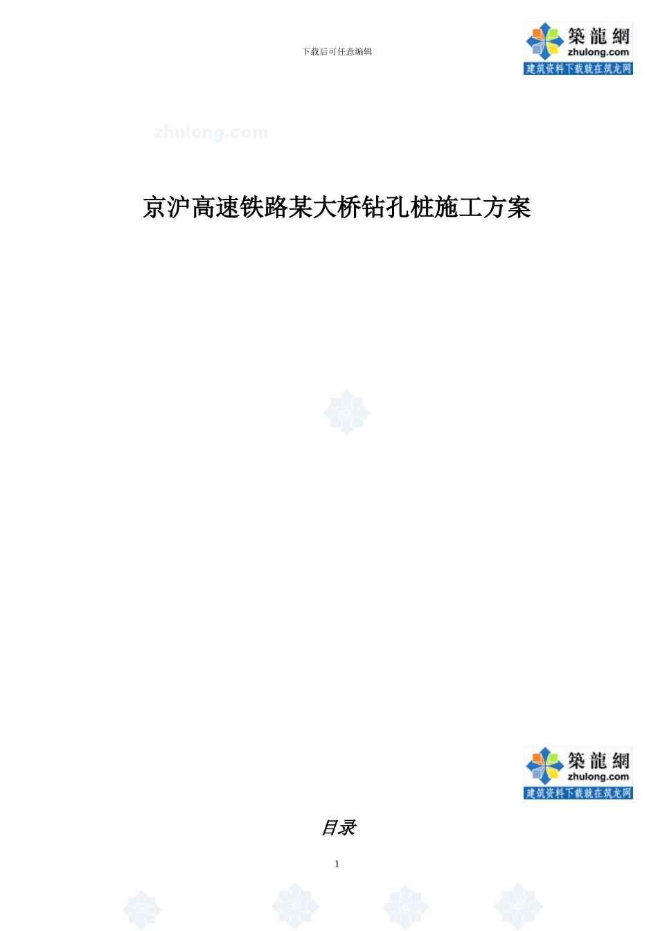 京沪高速铁路某大桥钻孔桩施工方案_第1页