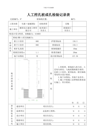人工挖孔桩成孔检验记录表2