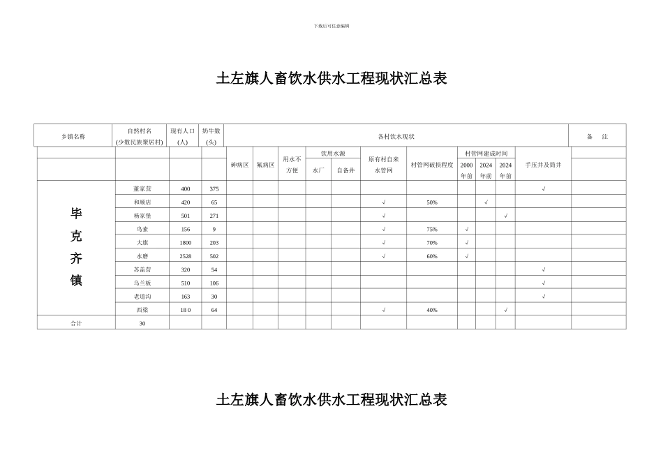 人畜饮水供水工程现状汇总表_第2页