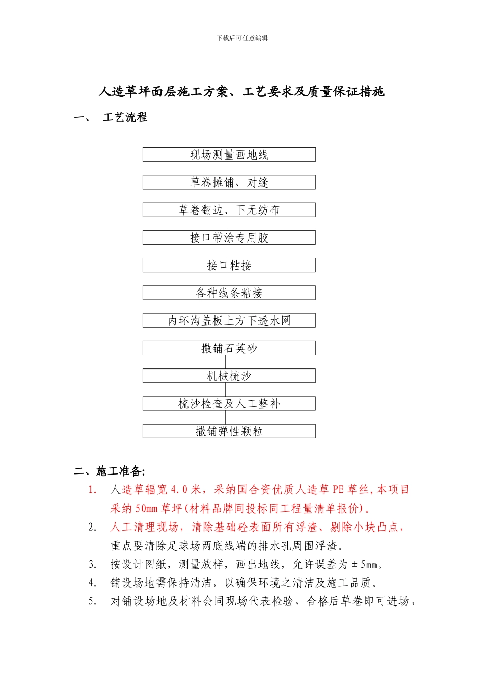 人造草坪面层施工方案_第1页