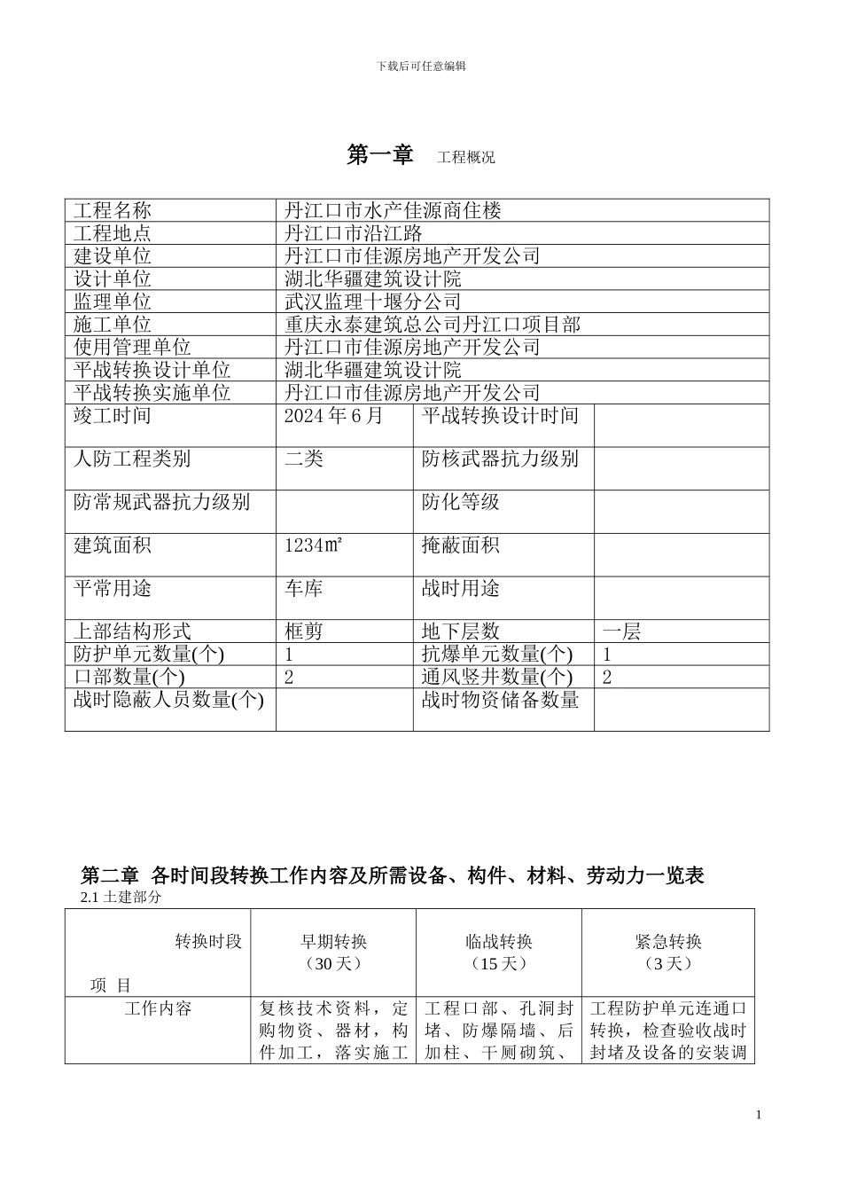 人防工程平战转换方案_第1页