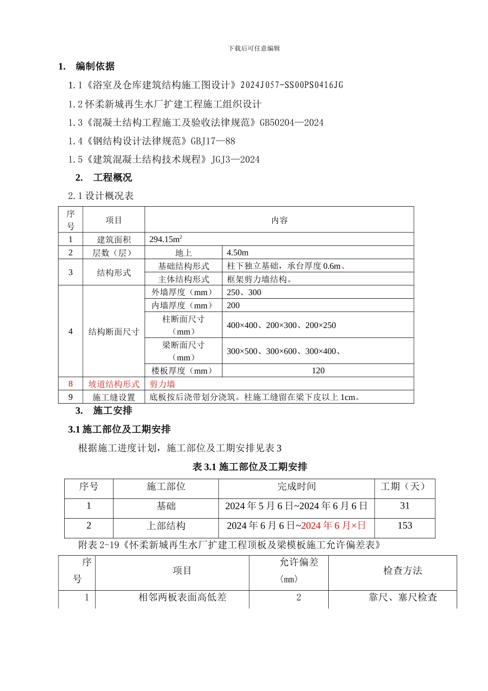 仓库及浴室模板工程施工方案_第1页