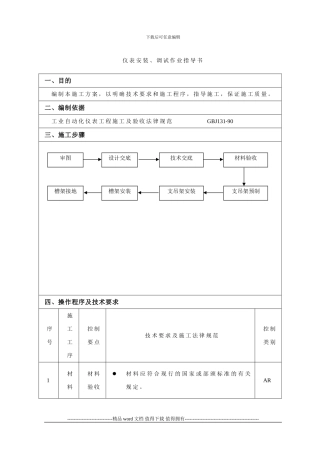 仪表安装调试施工方案