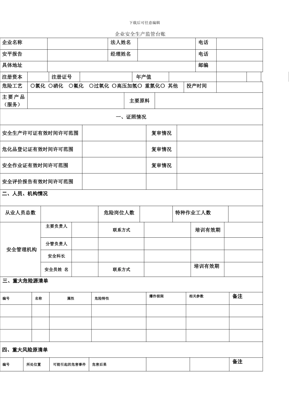 企业安全生产台账1_第1页