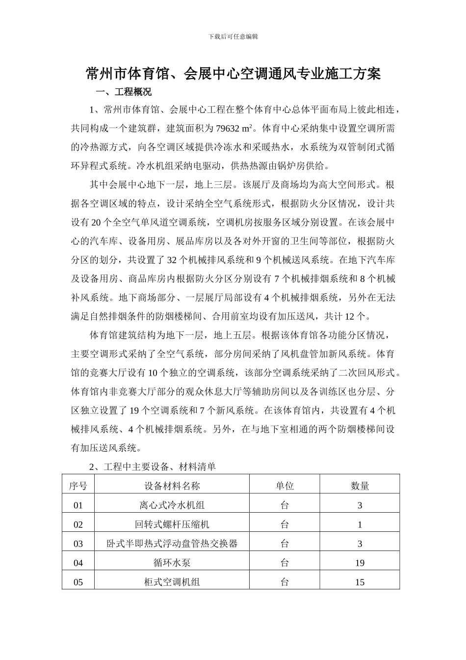 体育中心暖通专业施工方案_第1页