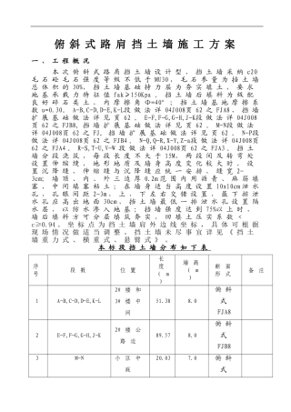 俯斜式路肩挡土墙施工方案
