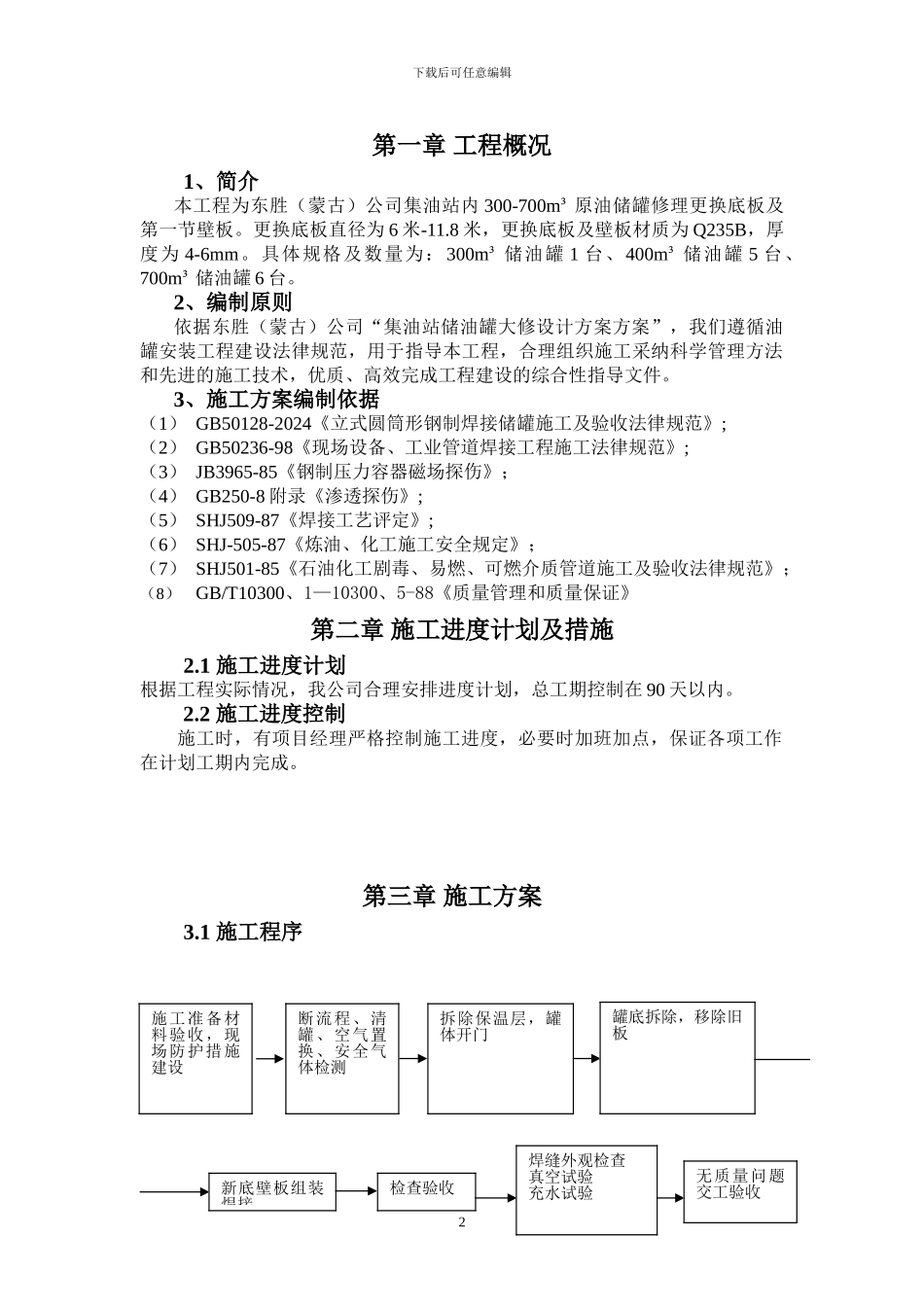 储油罐更换罐底及壁板施工方案_第2页