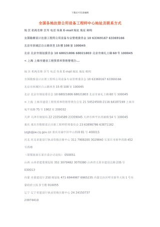 全国各地注册公用设备工程师中心地址及联系方式