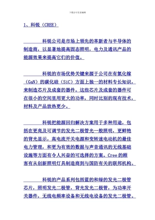 全球七大光源厂家介绍