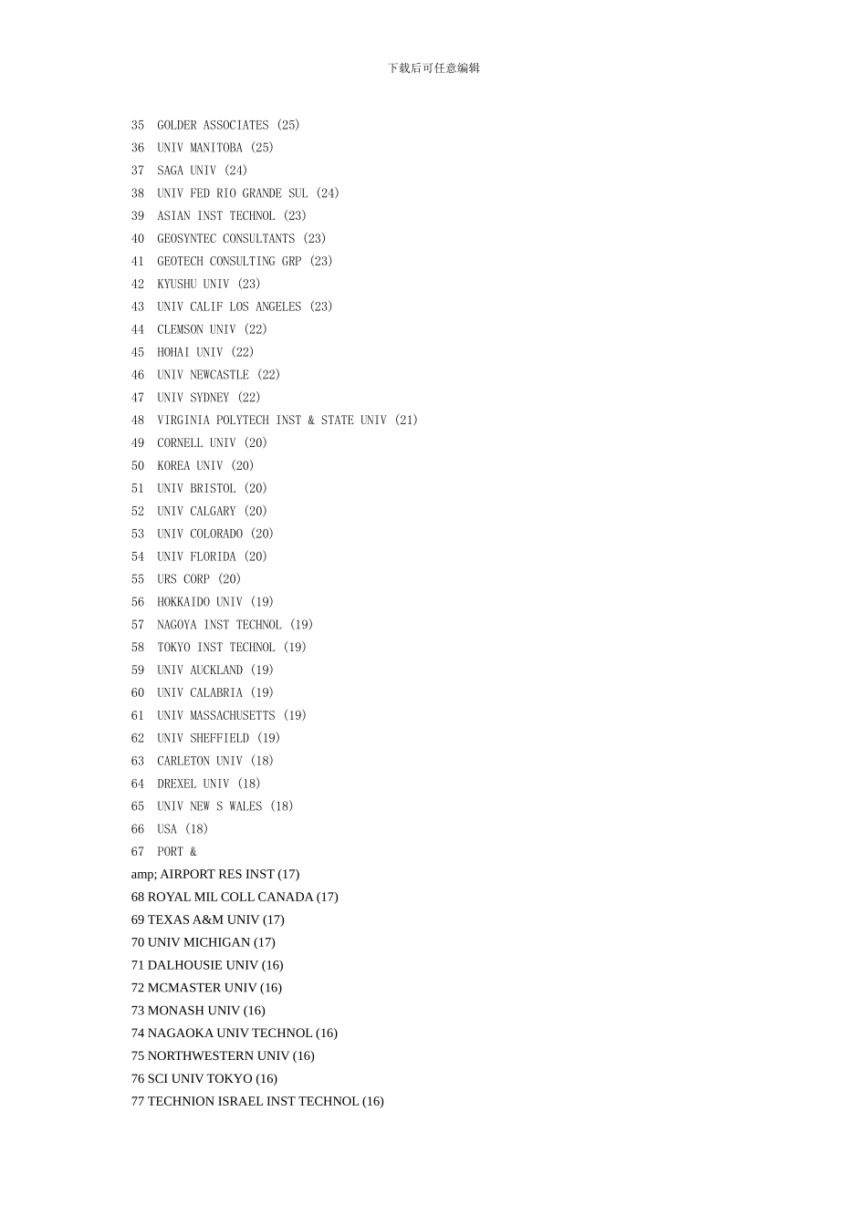 全球大学岩土工程100强_第2页