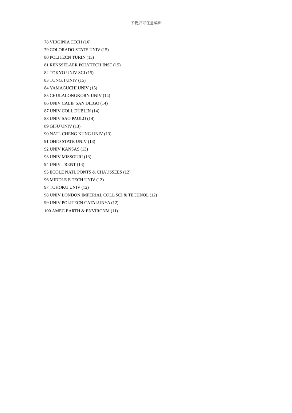 全球大学岩土工程100强_第3页