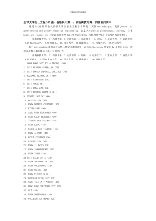 全球大学岩土工程100强