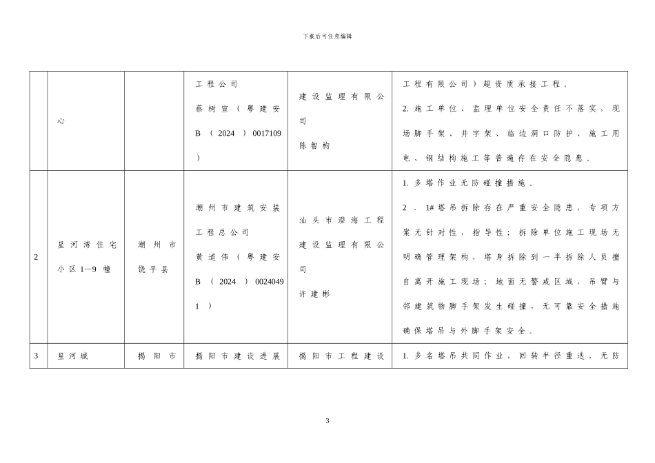 全省建筑施工安全督查隐患排查整改一览表_第3页