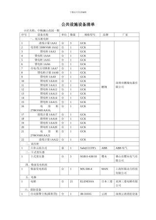 公共设施设备清单
