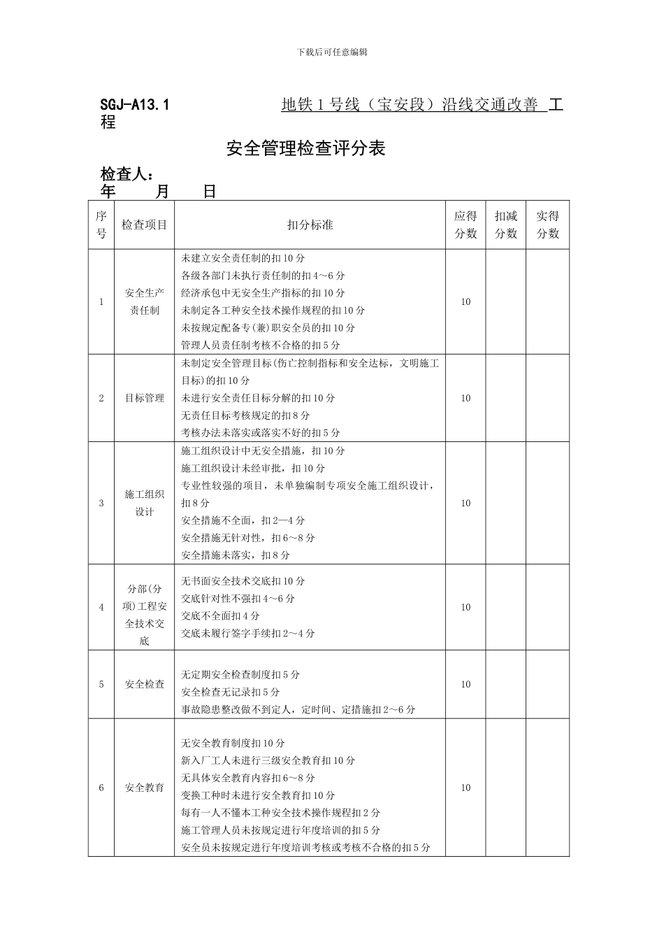 公路工程施工安全检查评分表SGJ-A14_第2页