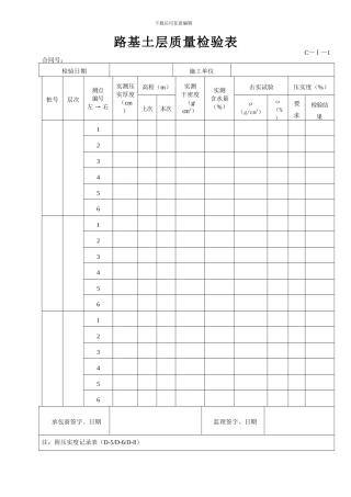 公路工程施工资料C类表格