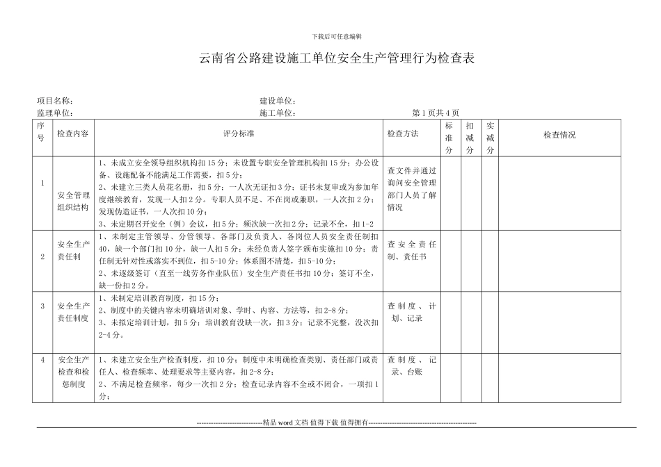 公路建设工程施工现场安全生产检查表_第1页