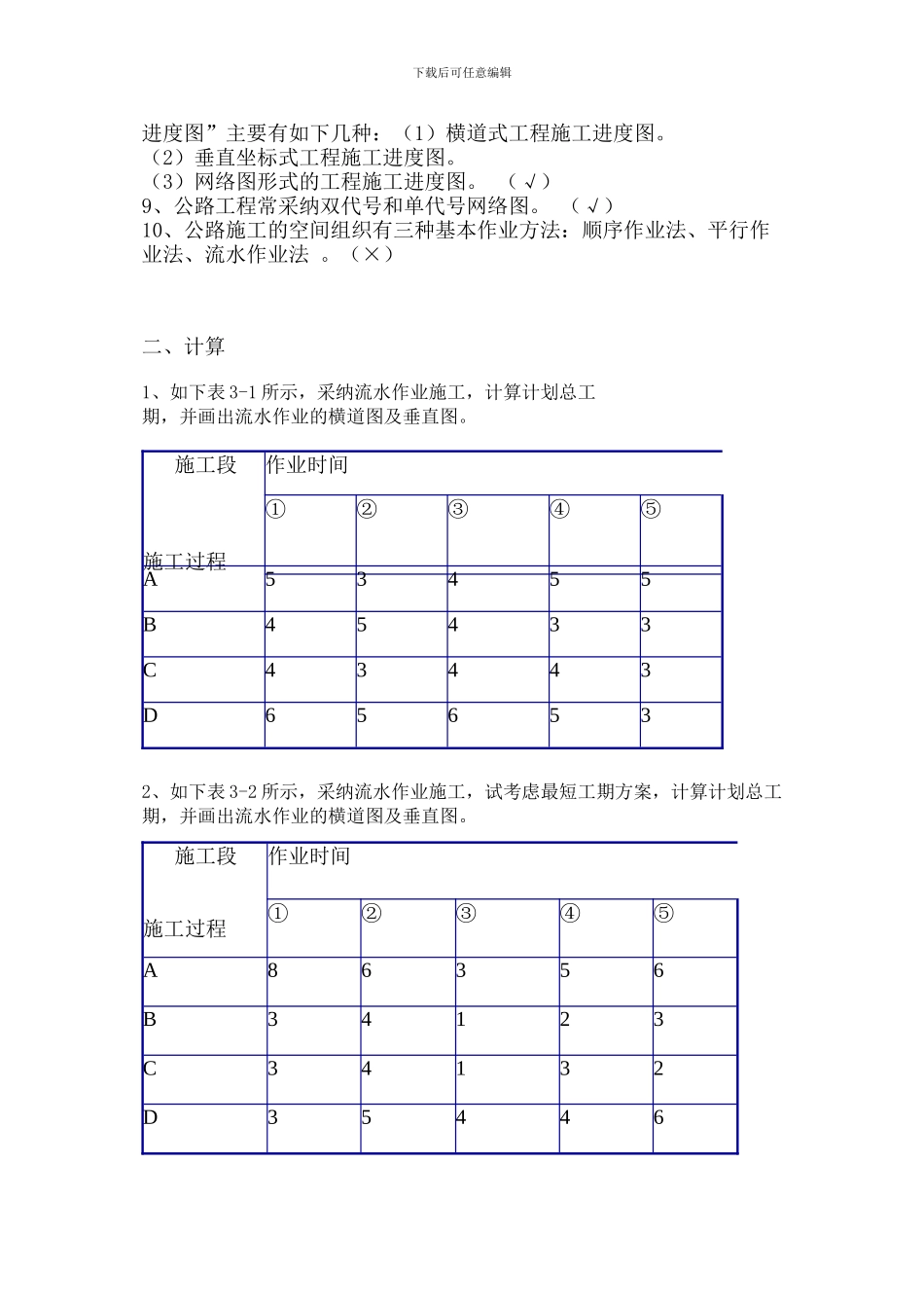 公路施工组织设计-习题_第3页