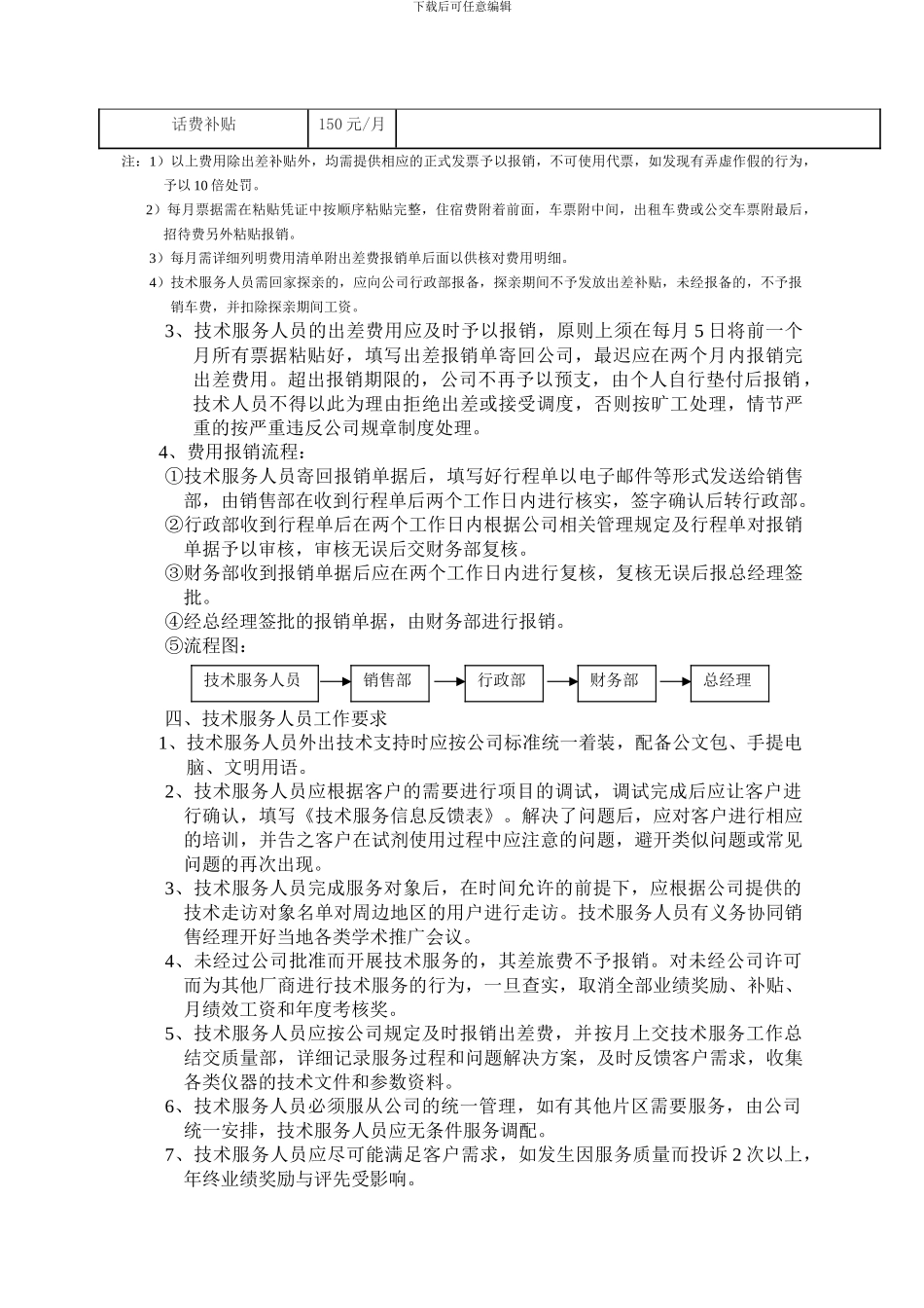 关于技术服务工程师的管理规定_第3页