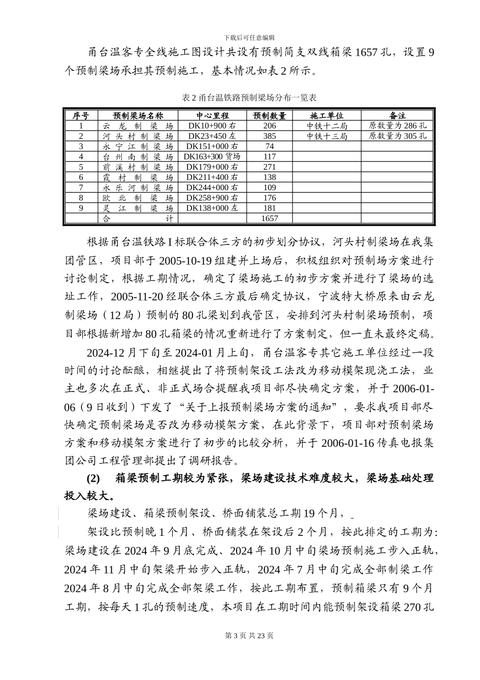 关于甬台温客专简支箱梁施工方案比选的报告_第3页