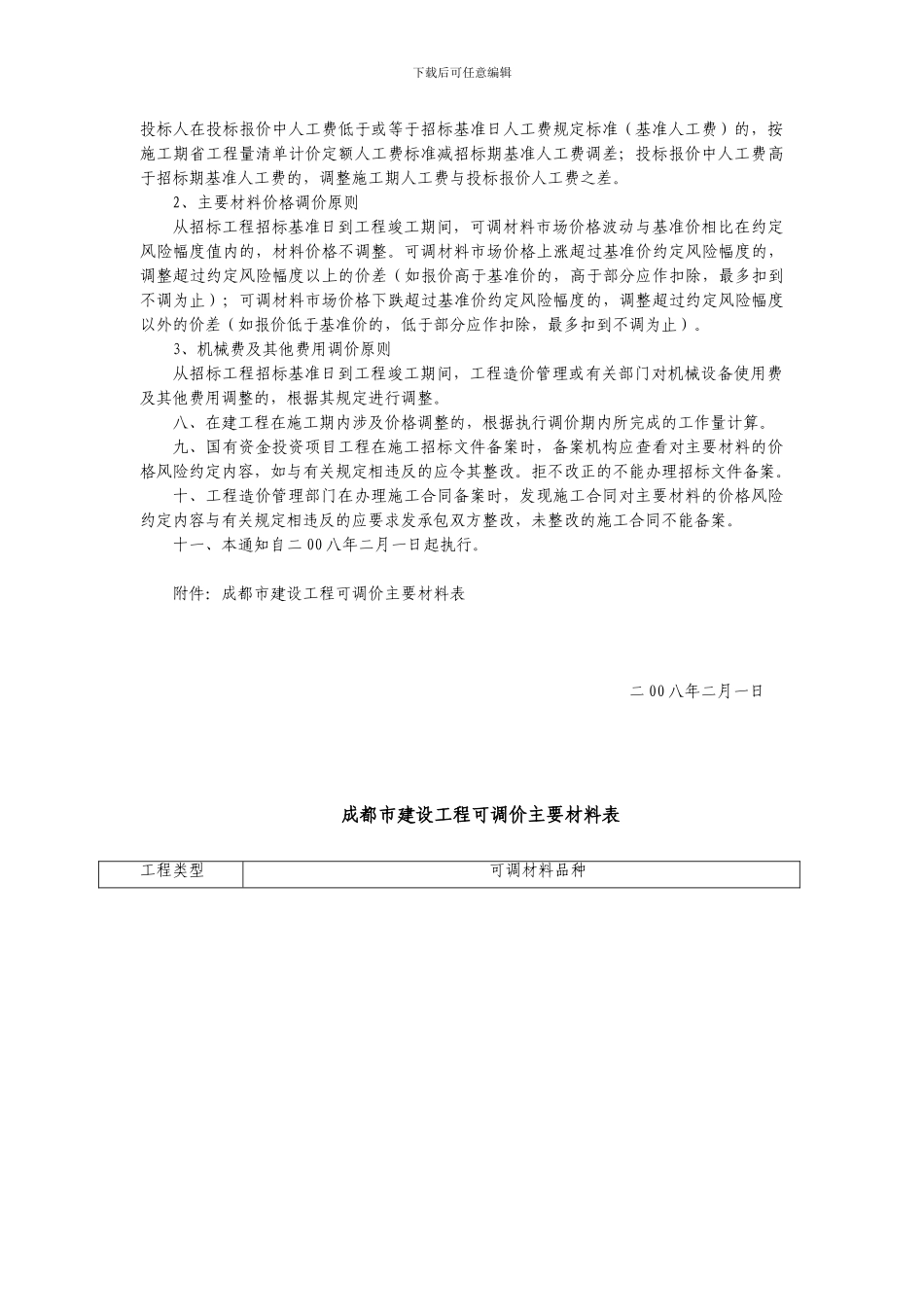 关于进一步规范成都市建设工程价格风险分摊的通知_第2页