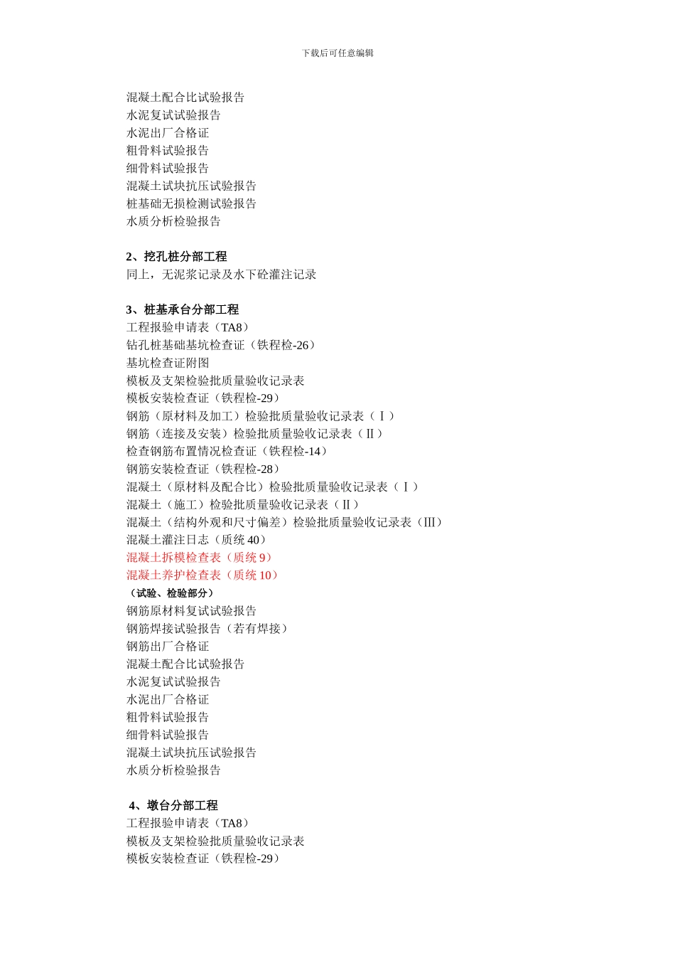 内业资料填写要求及清单目录_第3页