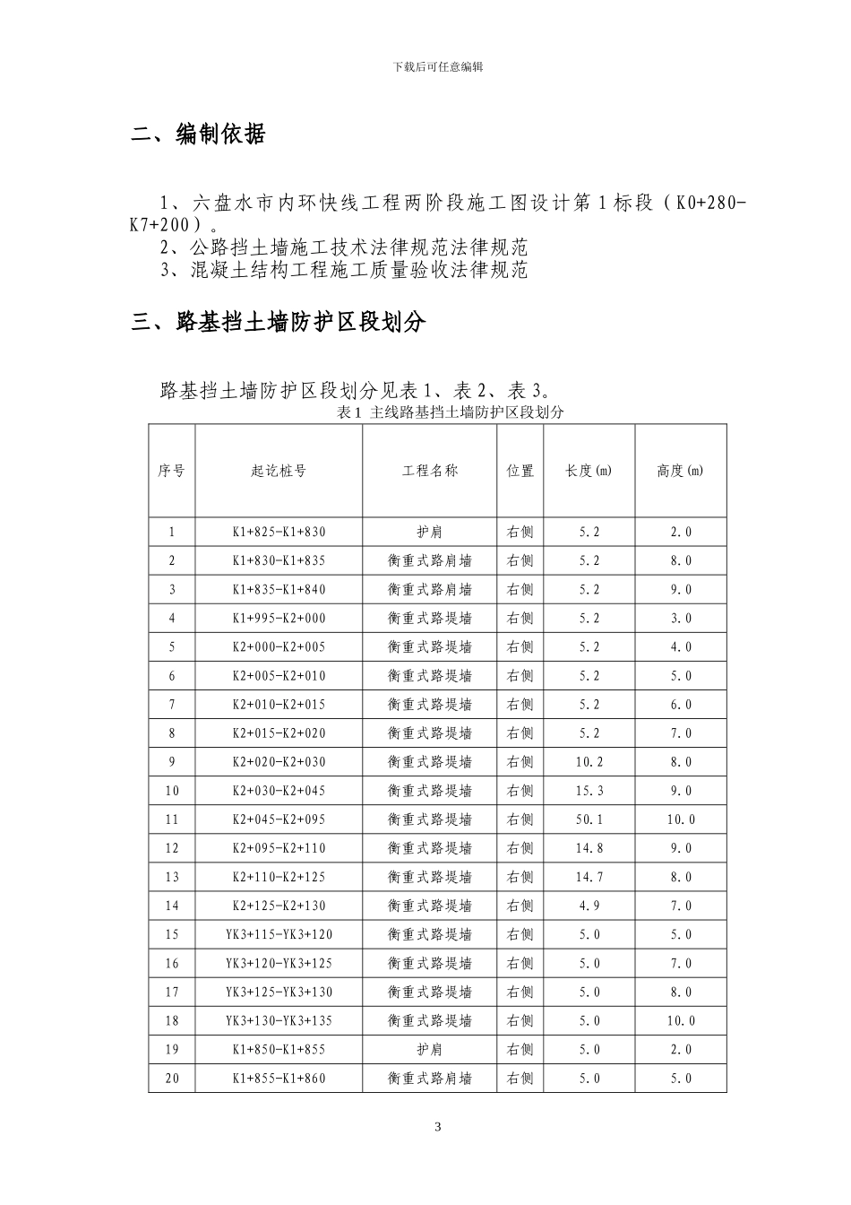 内环一标毛石混凝土挡墙施工方案_第3页