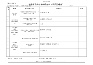 内部质量审核检查表-农展馆项目
