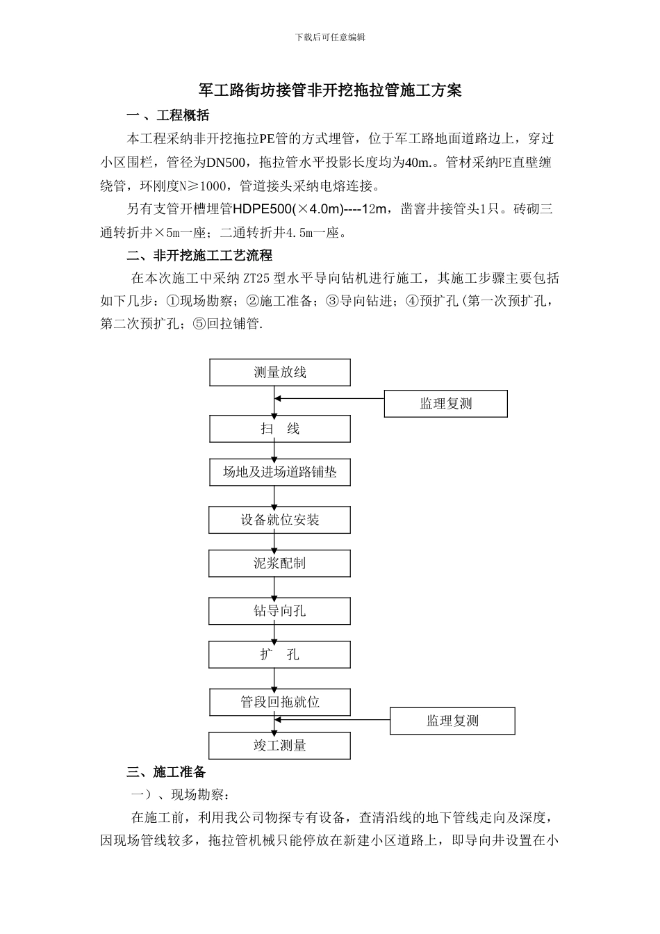 军工路拖拉管施工方案_第1页